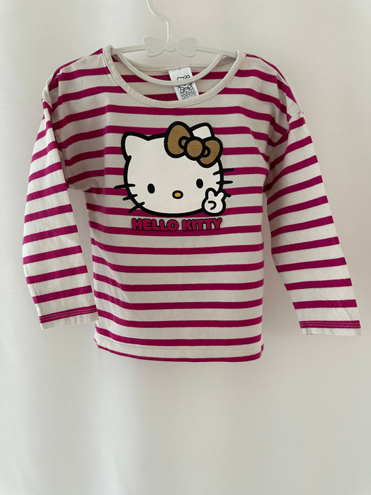 Pullover Hello Kitty mit pinken Streifen Gr. 98 | Secondhand | MiniMoments
