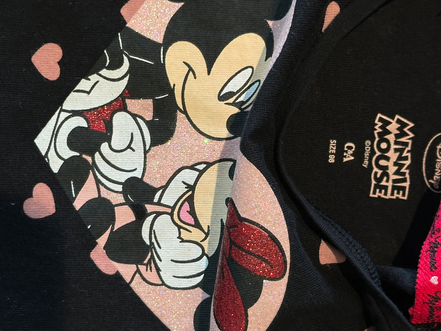 Kleid Mickey & Minnie mit rosa Herzen Gr. 98 | Secondhand | MiniMoments