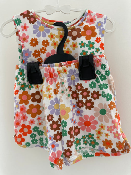 Top & Hose Set mit farbigen Blumen Gr. 98/104 | Secondhand | MiniMoments