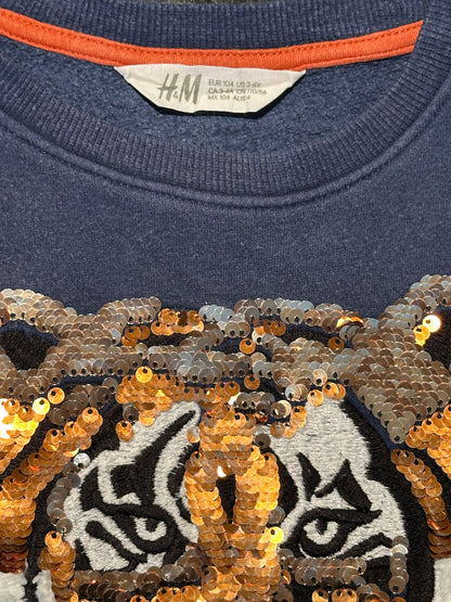 Pullover mit Pailletten Gr. 104 | Tiger | Secondhand | MiniMoments