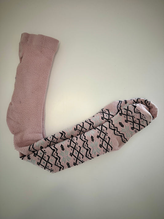 Dicke Strumpfhose in Rosa mit Wintermuster Gr. 110/116 | Secondhand | MiniMoments