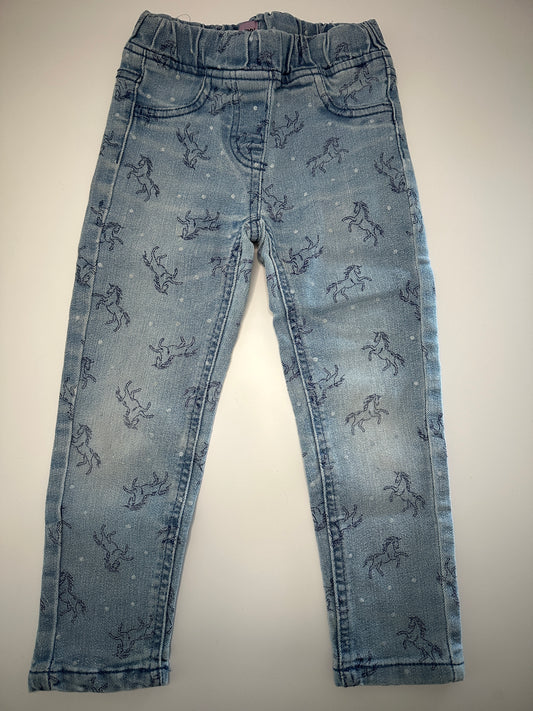 Jeans-Leggings mit Pferdemuster Gr. 104 | Secondhand | MiniMoments