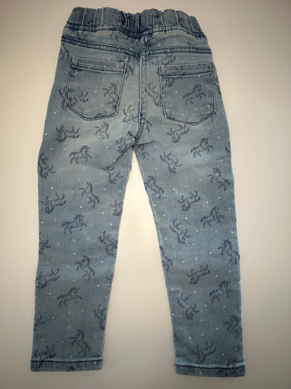 Jeans-Leggings mit Pferdemuster Gr. 104 | Secondhand | MiniMoments